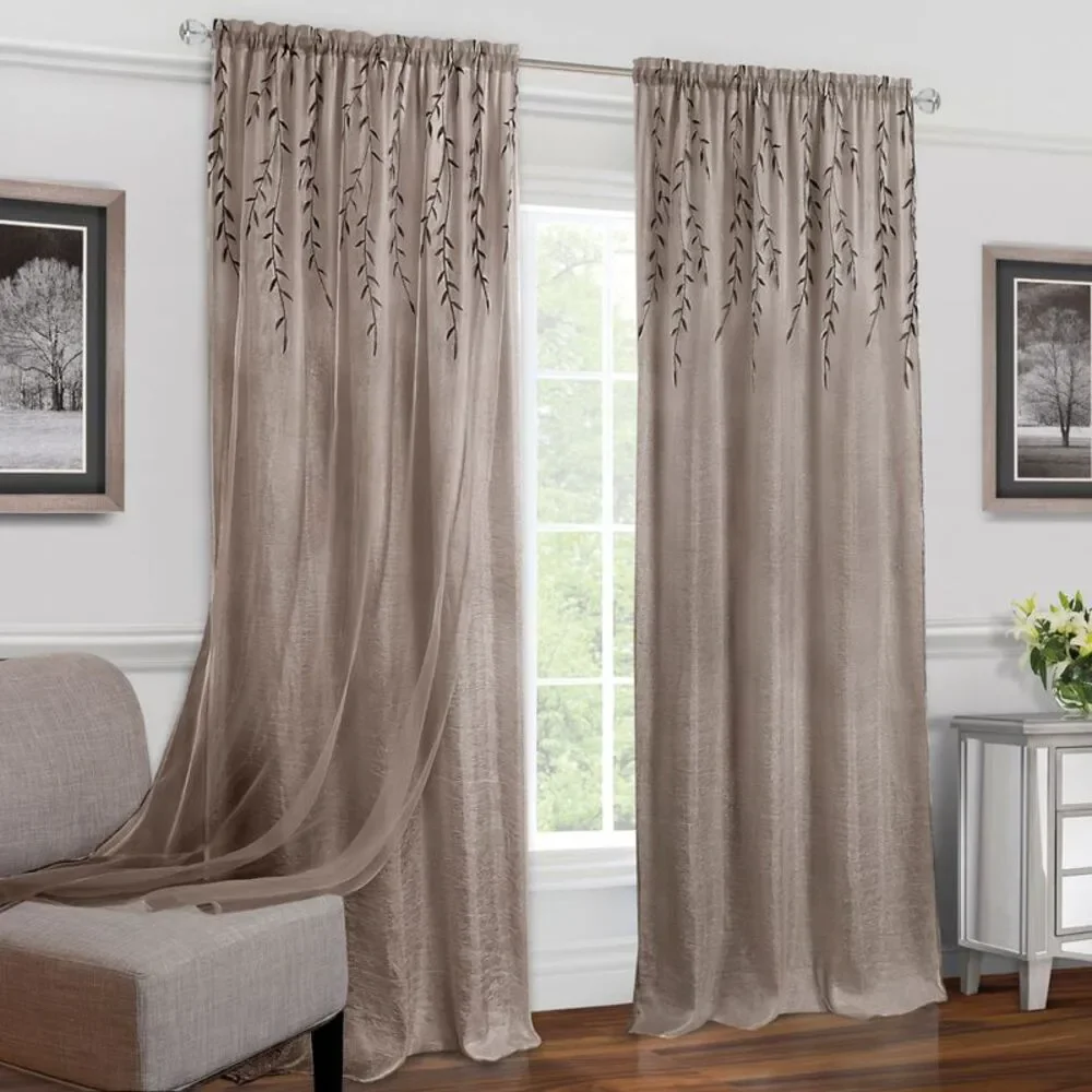 Achim Home Furnishing: Willow Toffee Floral Transitional Window Curtain Panel :